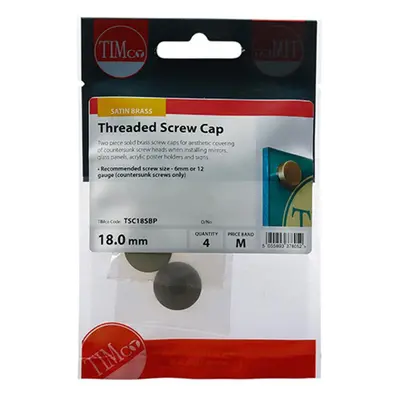 Timco TSC18SBP Threaded Screw Caps - Solid Brass - Satin 18Mm TIMpac 4