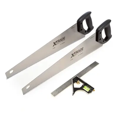 Xtrade X0900095 Hand Saw 2 X 550Mm & Combination Square Pack