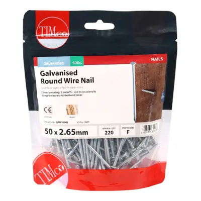 Timco GRW50MB Round Wire Nails - Galvanised 50 X 2.65