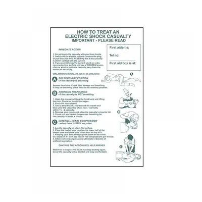 Scan 4240 How To Treat An Electric Shock Casualty - Pvc Sign 400 X 600Mm