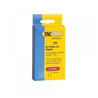 Tacwise 0283 91 Narrow Crown Staples 15Mm - Electric Tackers (Pack 1000)