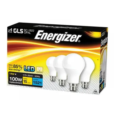 Energizer® S14423 Led Bc (B22) Opal Gls Non-Dimmable Bulb Warm White 1521 Lm 13.2W (Pack 4)