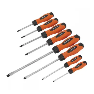 Sealey HV004 Screwdriver Set 8Pc Hammer-Thru Hi-Vis Orange