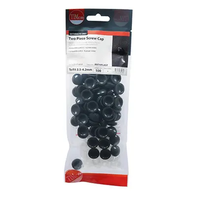 Timco ANTHPLAST Two Piece Screw Caps - Anthracite Grey To Fit 3.5 To 4.2 Screw TIMpac 100