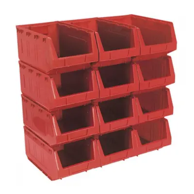 Sealey TPS412R Plastic Storage Bin 210 X 355 X 165Mm - Red Pack Of 12