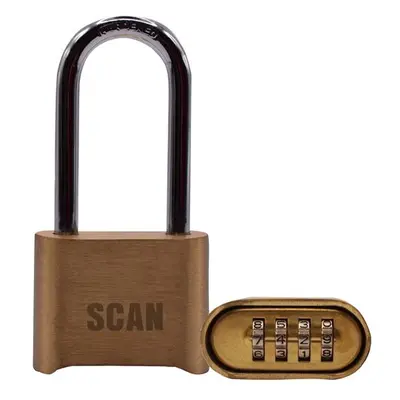 Scan ZA116-1L Brass Combination Padlock 50Mm Long Shackle