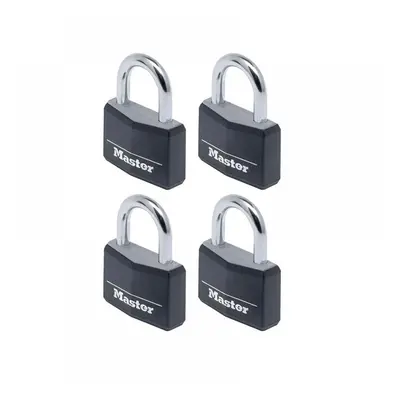 Master Lock 9140EURQBLKNOP Aluminium Black Vinyl Cover 40Mm Padlock 4-Pin - Keyed Alike X 4