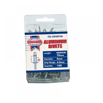 Faithfull Aluminium Rivets 4 X 10Mm Medium Pre-Pack Of 100