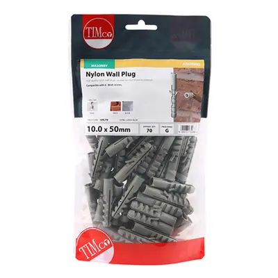 Timco 10NLPB Nylon Plugs 10.0 X 50 TIMbag 70