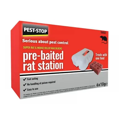 Pest-Stop (Pelsis Group) PSPBRS Super Rat & Mouse Killer Wax Block Pre-Baited Station