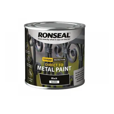 Ronseal 39179 Direct To Metal Paint Black Gloss 250Ml