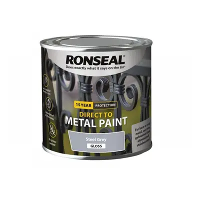 Ronseal 39187 Direct To Metal Paint Steel Grey Gloss 250Ml