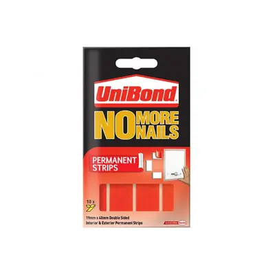 Unibond 2675503 No More Nails Indoor & Outdoor Permanent Mounting Tape Strips (Pack Of 10)