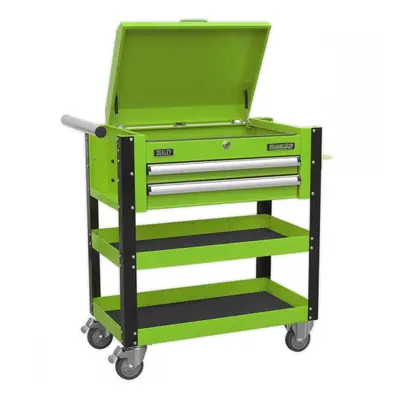 Sealey AP760MHV Heavy-Duty Mobile Tool & Parts Trolley 2 Drawers & Lockable Top - Green