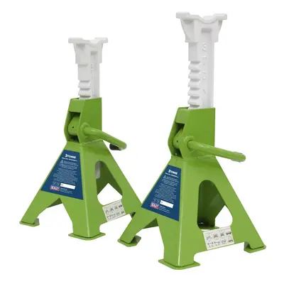 Sealey VS2003HV Axle Stands (Pair) 3 Tonne Capacity Per Stand Ratchet Type - Hi-Vis Green