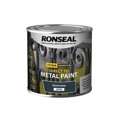 Ronseal 39191 Direct To Metal Paint Storm Grey Satin 250Ml