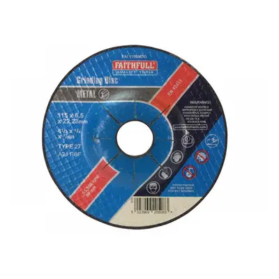 Faithfull Depressed Centre Metal Grinding Disc 115 X 6.5 X 22.23Mm