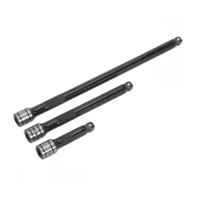 Sealey AK7691 Wobble/Rigid Extension Bar Set 3Pc 3/8inSq Drive Black Series