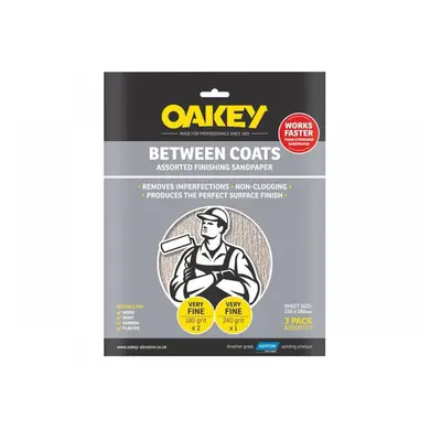 Oakey 66261116760 Between Coats Finishing Sandpaper 230 X 280Mm Assorted (3)