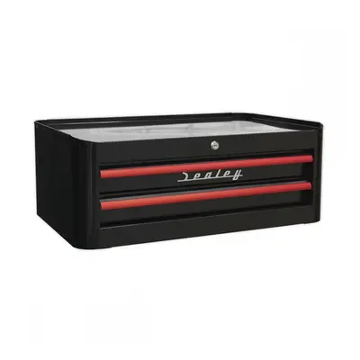 Sealey AP28102BR Mid-Box 2 Drawer Retro Style - Black With Red Anodised Drawer Pulls