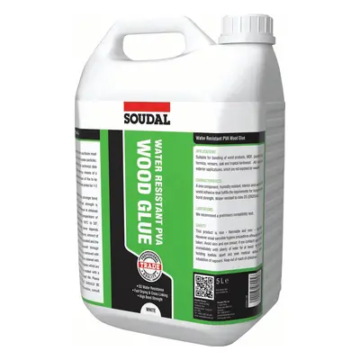 Soudal Water Resistant D3 Wood Adhesive White 5L jerrycan 12