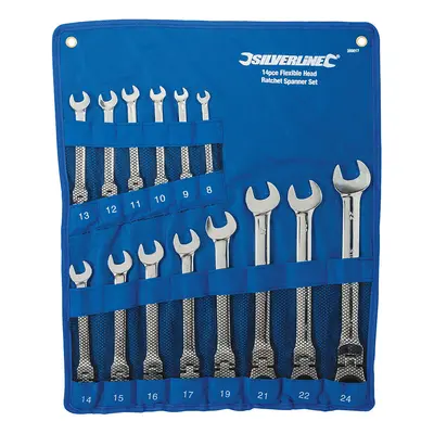 Silverline 399017 Flexible Head Ratchet Spanner Set 14Pce 8 - 24Mm Each 1