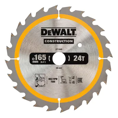 Dewalt Dt1949 Construction Circular Saw Blade 165 X 20Mm X 24T