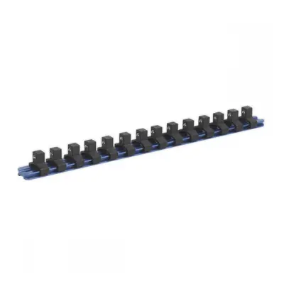 Sealey SR3814 Socket Retaining Rail With 14 Clips Aluminium 3/8inSq Drive