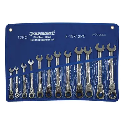 Silverline 794336 Flexible Head Ratchet Spanner Set 12Pce 8 - 19Mm Each 1