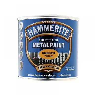 Hammerite 5084874 Direct To Rust Smooth Finish Metal Paint Yellow 250Ml