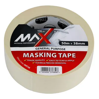 Timco SMT38 Masking Tape - Cream 50M X 38Mm Roll 1