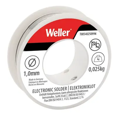 Weller T0054025099N Electronic Lead-Free Solder Sn99 Cu3 1Mm 25G