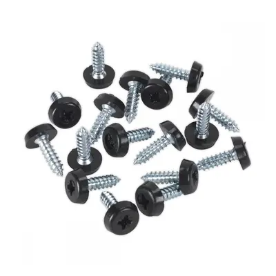 Sealey PTNP3 Numberplate Screw Plastic Enclosed Head 4.8 X 18Mm Black Pack Of 50