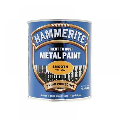 Hammerite 5092874 Direct To Rust Smooth Finish Metal Paint Yellow 750Ml