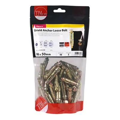 Timco 0610LSHB Shield Anchor Loose Bolts - Yellow M6:10L (M6 X 50) TIMbag 48