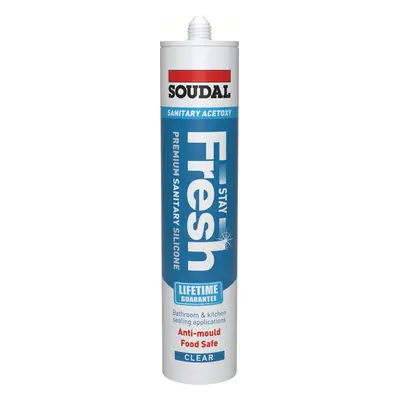 Soudal Stay Fresh Acetoxy Anti-Mould Silicone Clear 290Ml cartridge 12