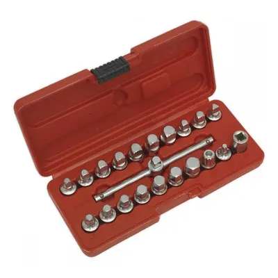 Sealey AK6586 Oil Drain Plug Key Set 21Pc 3/8inSq Drive