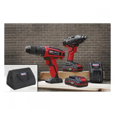 Sealey CP20VDDCOMBO 2 X 20V Sv20 Series Cordless Ø13Mm Combi Drill & 1/4inHex Drive Impact Drive