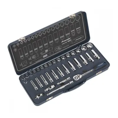 Sealey AK27481 Socket Set 34Pc 3/8inSq Drive Lock-On™ 6Pt Metric