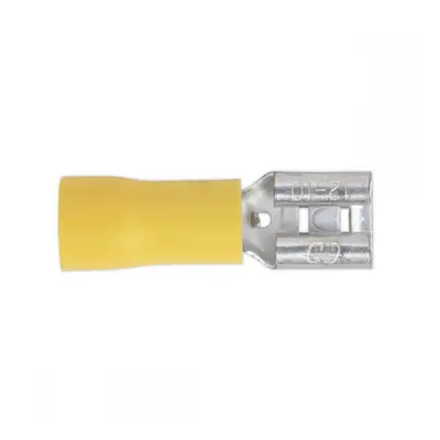 Sealey YT13 Push-On Terminal 6.3Mm Female Yellow Pack Of 100