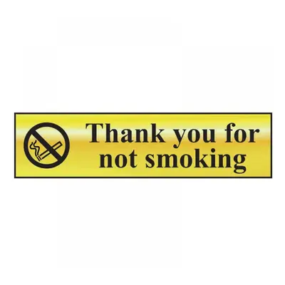 Scan 6001 Thank You For Not Smoking - Polished Brass Effect 200 X 50Mm