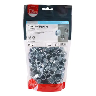 Timco 10NPB Nylon Nuts - Type P - Zinc M10 TIMbag 130