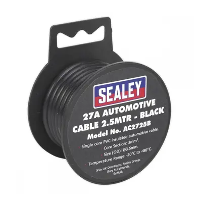 Sealey AC2725B Automotive Cable Thick Wall 27A 2.5M Black