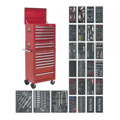 Sealey SPTCOMBO1 Tool Chest Combination 14 Drawer With Ball-Bearing Slides - Red & 1179Pc Tool K