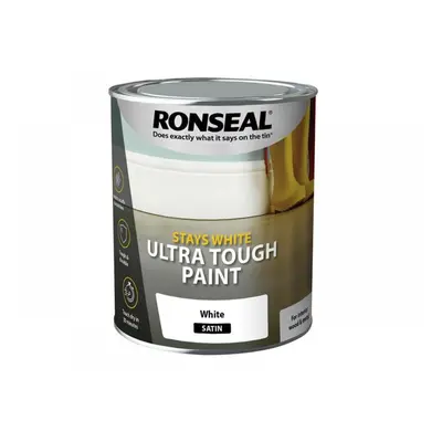 Ronseal 37524 Stays White Ultra Tough Paint Satin White 750Ml