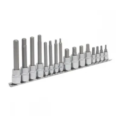 Sealey AK6219 Hex Socket Bit Set 16Pc 1/4in & 3/8inSq Drive