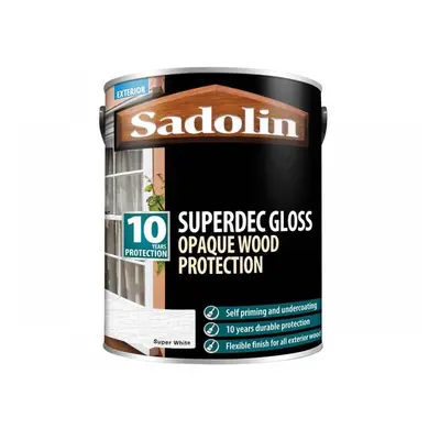 Sadolin 5028852 Superdec Opaque Wood Protection Super White Gloss 5 Litre