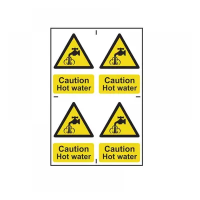 Scan 1309 Caution Hot Water - 4 Pvc Signs 100 X 100Mm