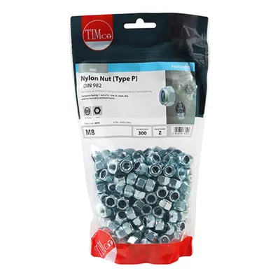 Timco 8NPB Nylon Nuts - Type P - Zinc M8 TIMbag 300