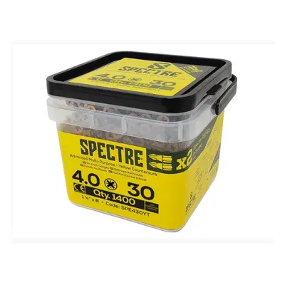 Forgefix SPE430YT Spectre™ Pz Compatible Wood Screw Csk Zyp 4.0 X 30Mm Tub 1400